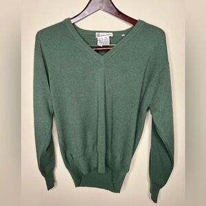 VTG NWOT Fabio Di Firenze Green Pure Cashmere V-neck Sweater. Made In Italy. L